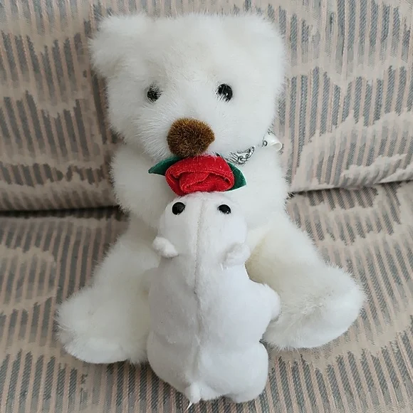 Vintage Russ Berrie Mama & Baby Bear "Creampuff" - Picture 11 of 12